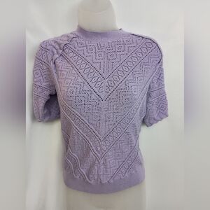 2/$30 White‎ House Black Market Pointelle Bell Sleeve Lavender Sweater (#325)